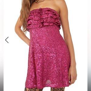 Frida Sequin Ruffle Strapless Minidress
